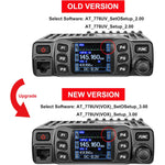 AT-778UV II Dual Band Mobile Radio 25W VHF UHF 200 Channels CHIRP Compatible 144-148MHz 420-480MHz Adjustable Mic Gain LCD