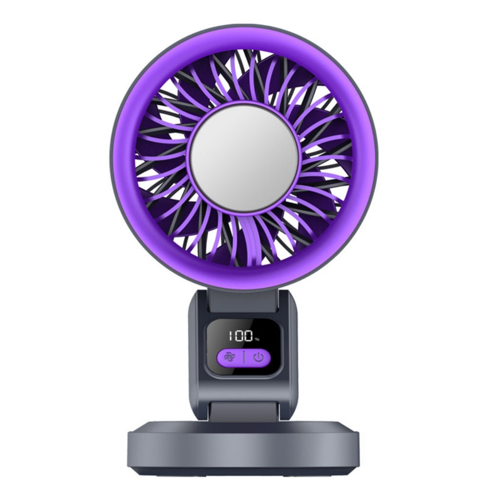 Tevorex 10W Portable Desktop Circulating Fan 7-Blades 100 Levels Wind Adjustable Quiet Operation Long Battery Rechargeable Wall-Mounted Mini Cooling Fan with LED Digital Display for Home Office