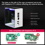 LinkMejor Raspberry Pi 5 Case Protective Kit with Cooling Fan Chassis RGB Color Light 0.96 Screen Dispaly DIY Electronic Shell Host PCIe
