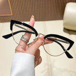 Fashion Metal Cat Eye Reading Glasses Anti-Blue Light High Definition Lenses Lightweight Computer Eyewear With Magnification