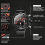 LinkMejor Men Multi-functional Watch Sports Chronograph Wristwatch Waterproof Calendar Quartz Watch Comfortable Silicone Strap
