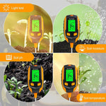 4in1/5in1/6in1 Digital Soil Tester LCD Backlight PH Moisture Temperature Sunlight Intensity Top Gardening Tool