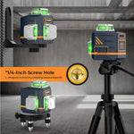 LinkMejor CM-701T 3x360° Laser Level 100ft Green Beam Self-Leveling Remote Control Rechargeable Battery with 1.5m Tripod IP54 Rating