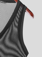 LinkMejor Men Tank Tops V-neck Mesh Knitted Sleeveless Vests Streetwear Tanks Fashion Casual Men Top Clothing