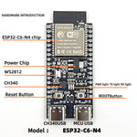 ESP32-C6-DevKitC-1 Development Board ESP32-C6 N4 Wi-Fi 6 Bluetooth 5 LE RISC-V 160 MHz 512KB SRAM 12-Bit ADC SPI UART I2C Module