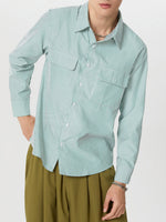 LinkMejor Mes Daily Casual Striped Shirt with Double Breast Pocket