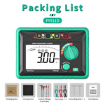 FY511D Earth Resistance Tester 0~2kΩ Range 600V Voltage Measurement High Accuracy LCD Backlit Screen Grounding Rods Portable Electric Testing Equipment
