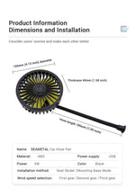 LinkMejor Car Hose Fan 3-Speed 360° Adjustment USB Powered Rear Seat Universal Vehicle Cooling Fan