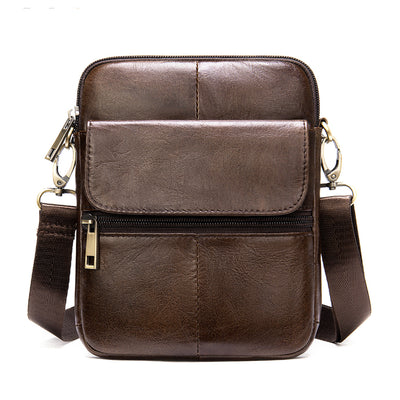 Ekphero Zipper Genuine Leather Messenger Bags Business Small Crossbody Bag Casual Travel Flap Shoulder Bag
