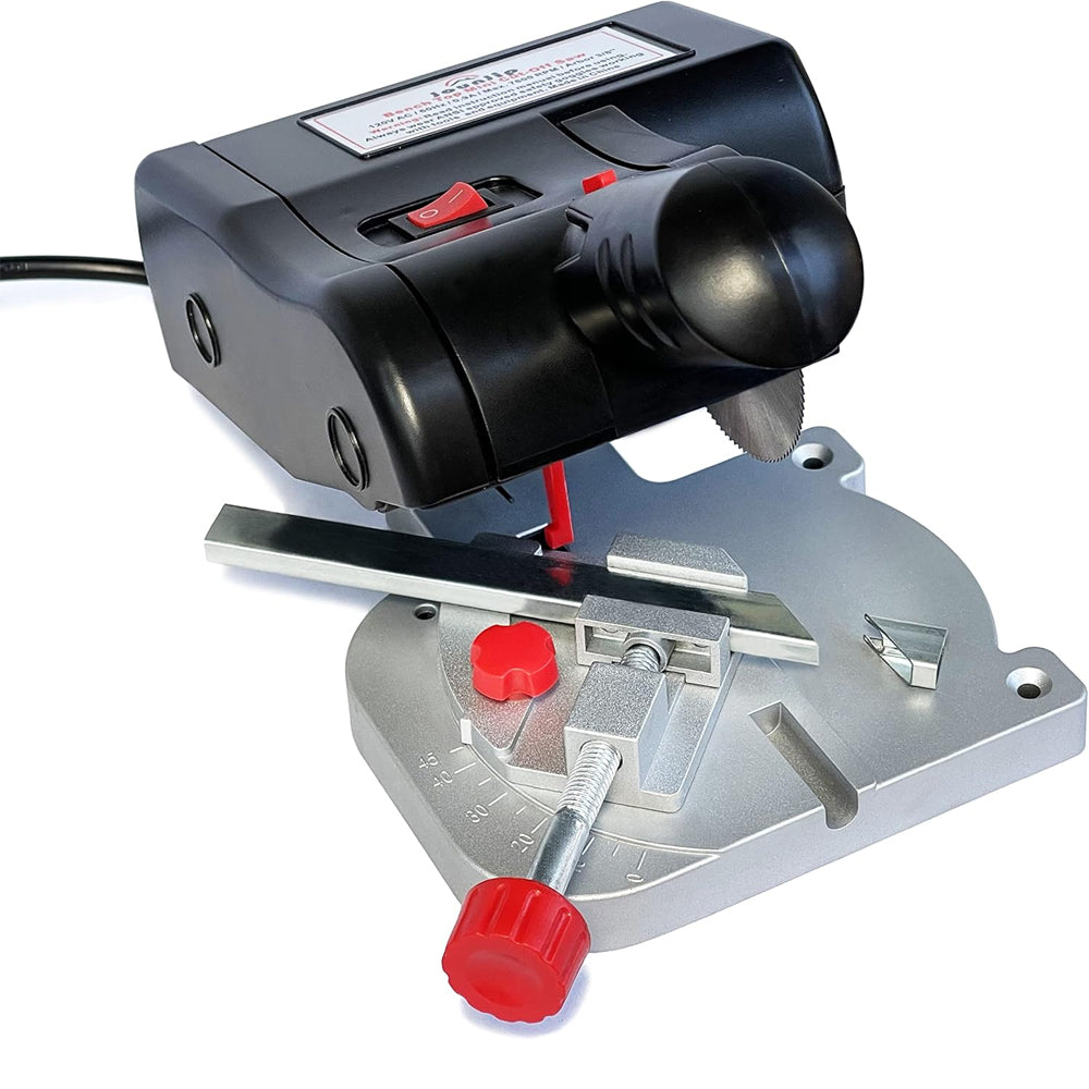 Mini Miter Cut-Off Chop Saw 4000 RPM Corded Electric High Speed Steel Blades for Wood Plastic Metal Cutting Adjustable Miter Gauge Portable 2 Blades Included