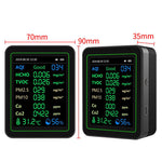 NEW 12 in 1 Air Quality Monitor Formaldehyde Space Contrast Function TVOC CO CO2 PM2.5 PM10 Temperature Humidity LCD Display Rechargeable Precision Sensor Real Time Detection Compact Design ZN-MT14