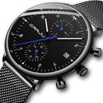 LinkMejor Men's Watches Luxury Fashion Large Dial Watches Stainless Steel Quartz Watch Waterproof Chronograph Business Casual Wristwatch