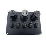 Car Boat Switch Panel Waterproof Digital Voltmeter Dual USB Port 12 Outlet Combination Marine LED Rocker 5 Gang
