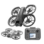 LinkMejor V666 WiFi FPV with LCD Screen Controller HD ESC Dual Camera Optical Flow Hover Automatic Obstacle Avoidance Brushless LED Light Circle Protection Kids Gifts 2.4G 4CH 6-Axis Remote Control RC Toys Drone Quadcopter RTF