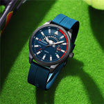 LinkMejor Men's Business Watch Quartz Wrist Watch with Calendar Alloy Case, Round Dial, Electronic Drive, Silicone Strap 3ATM Sports Watch