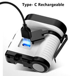 10*LED Strong Light Portable Keychain Flashlight Multi-Functional Magnetic Mini Clip Light USB Rechargeable Digital Display Waterproof Outdoor Red & Blue Warning Work Lamp Signal Camping EDC Tools