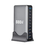 [GaN Tech] Bakeey YMX-880W 880W 10-Port USB PD Charger 4USB-A+6USB-C PD QC Fast Charging Desktop Charging Station EU Plug for iPhone 17 17 Pro 16 15 14 Pro Max for Huawei Mate XTs for SAMSUNG for XIAOMI for OPPO