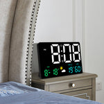 LinkMejor Large Digital Wall Clock Alarm Clock Large LED Display with Remote Control / Automatic Brightness / Indoor Temperature / Humidity / Date / Week / 12/24H For Home Office Classroom