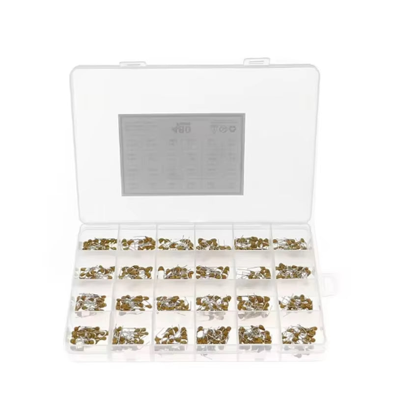 480pcs Monolithic Ceramic Capacitor Assortment Kit 10pF-10uF 50V Fixed Capacitors High Temperature ±10% Tolerance Ideal for Electronics Projects and Repairs
