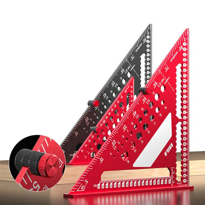 Aluminum Alloy Multi Angle Triangle Ruler 7 Inch or 12 Inch High Precision Right Angle Positioning Pin Woodworking Tool Drafting Square Measurements