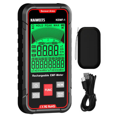 LinkMejor KEMF-1 EMF Detector 3-in-1 Handheld Rechargeable Meter Magnetic Electric RF Radiation WiFi Signal Detection Sound Alarm Google Ads Trend Graph Indicator