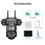 V380 4G 6MP Solar Security Camera 3-Lens System Dual-Charging Night Vision Motion Alerts 4G European Version Security Camera
