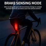 LinkMejor 10-50LM 1PCS RGB LED Bicycle Smart Sensor Brake Taillight Type-C Charging Waterproof Warning Bike Rear Light for Night Cycling Safety