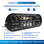 D1200 2.0-Channel Amplifier Board Bluetooth 5.0 50W+50W DC15-18V 5A Min AUX/FM/USB/TF/MIC Input 4-8 Ohm HiFi Stereo Subwoofer Support Karaoke Remote