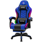 LinkMejor RGB Gaming Chair with Speakers Music Rhythm LED Lights Computer Chair with Massage Lumbar Surport 135°Recliner with Footrest Ergonomic Video Game Chairs for Adults