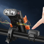 WEST BIKING 5 IN 1 500Lm Brightness Bike Headlight 3000mAh Battery Waterproof 4 Light Modes Power Bank Phone Holder with 130db Horn Warning Light for Night Cycling