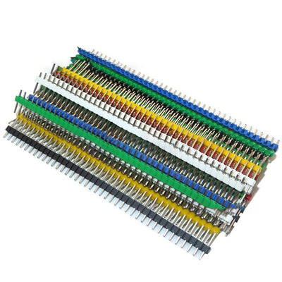 30PCS Single Row Male Header Connector Kit 40-Pin 2.54mm Colorful Copper PCB Pin Components for Arduino DIY Projects and Prototyping