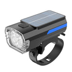 LinkMejor Solar Rechargeable LED Bicycle Headlight Anti-glare Type-C Charging Waterproof Bike Front Light for MTB Night Riding Safety