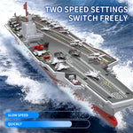 LinkMejor S27 2.4G Remote Control Aircraft Carrier with Spraying Water Function DIY Assembly RC Boat Vehicle Models RTR for Children