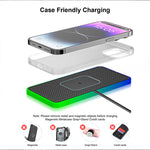 15W 10W 7.5W 5W Wireless Charger RGB Fast Wireless Charging Pad with 1M Cable for Qi-enabled Smart Phones for iPhone 15Pro Max/15 Pro/15 Plus/15 14 13 for Huawei Mate60 Pro for Xiaomi 13pro for Airpods