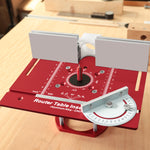 Woodworking Flip Plate Router Lift Set with Metric Inch Stroke Scale Aluminum Alloy Router Table Inset Plate with Miter Gauge and Fence for Trimming Slotting