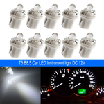 10-Pack T5-B8.5D Single Dome LED Car Light Indicator Light Width Light 5050SMD1 LED Instrument Light Instrument Panel Light High Brightness
