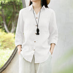 LinkMejor Women Comfortable Solid Color Blouse Fashion Long Sleeve O-Neck Shirt Casual Loose Basic Tops