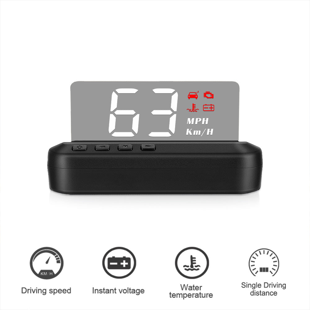 C100 Car OBD HD Speed Projector HUD Head-up Display Auto Speedometer KMHMPH Compatible with Most Cars