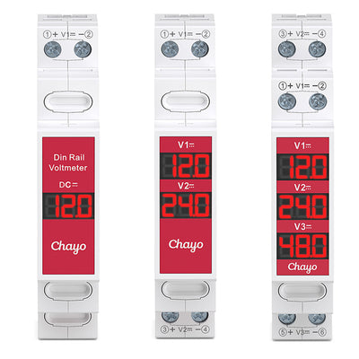LinkMejor TOVME Digital DC Voltmeter 11-310V 1/2/3-Channel DIN Rail Mount Red LED Display Voltage Monitor for Solar System Battery Industrial Electrical Panel
