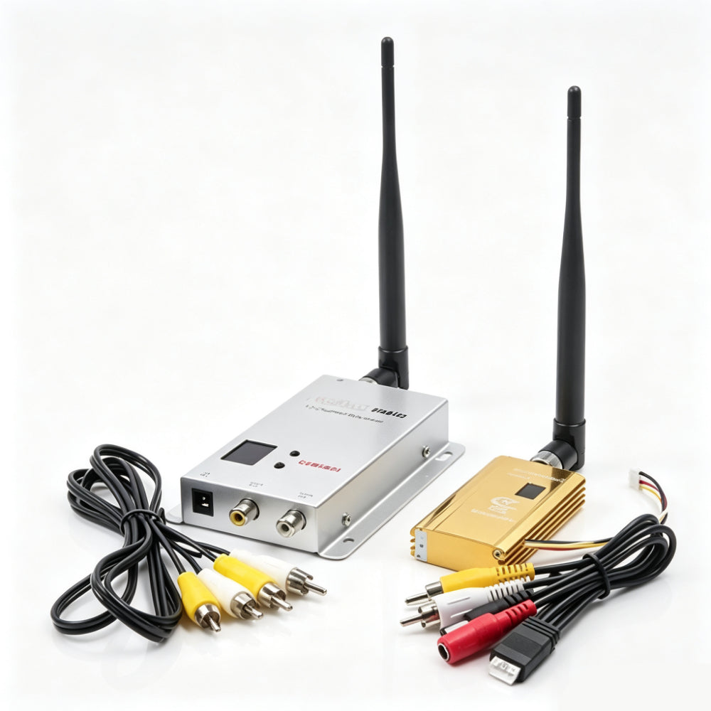 Partom 1.2GHz 1.5W FPV Transmitter & 12CH FPV Receiver, 8CH TX 1500mW, 1080-1360MHz, 10km+ Range, PLL Digital Frequency, LED Display, Audio/Video Sync, SMA, 12V, for Fixed-Wing Long-Range RC Drone