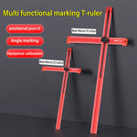 Adjustable T Shape Angle Ruler Aluminum Alloy Multi Angle Measuring Tool 90° 45° Precision Marking Ruler Woodworking Line Drawing Tool 60cm 90cm Metric Scale