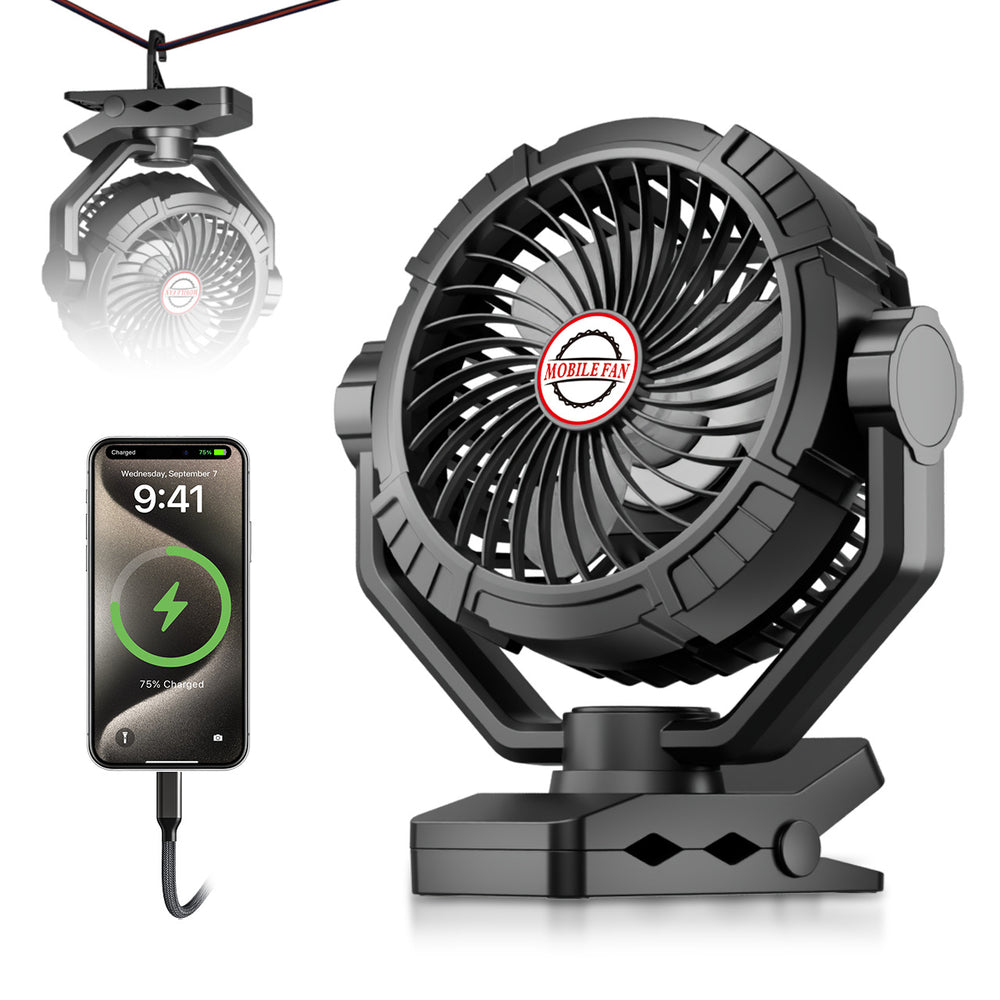 Xmund Camping Fan Light With Remote 10400mAh Battery 4 Speeds 3 Oscillation Modes 5.7M/S Wind USB Charging Power Bank for Tent Outdoor Clip Fan