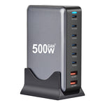[GaN Tech]LinkMejor YMX-500W 500W 8-Port USB PD Charger 2USB-A+6USB-C PD QC Fast Charging Desktop Charging Station EU Plug US Plug for iPhone 16 16 Pro 15 14 13 Pro Max for Huawei Mate XT for Xiaomi 15pro for Samsung Galaxy Z Flip6