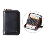 Ekphero RFID Blocking Genuine Leather Men's Card Holder, Vintage Cowhide Leather Large Capacity Multi-card Slot Short Credit Card Bag, Driver's License Leather Card Case,Money Clips Mini Bag for Men