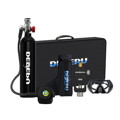 [US Direct] DEDEPU S5000A-A 1L Reusable Mini Scuba Tank Within Breathing Capacity for 15-20 Minutes Underwater Dive Portable Lungs Deepest 30 Feet Scuba Diving Gear for Outdoor Mini Diving Tanks Underwater Breathing Device
