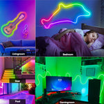 Elfeland 1/3/5m RGB Neon LED Light Strip RGBIC Waterproof Flexible 60 LEDs/m USB Powered Bluetooth App Remote Music Sync Timer Flexible Lighting Adjustments