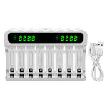 LinkMejor Screen Intelligent Battery Charger 8-Slot Type-C Fast Charge AA /AAA 1.2V NiMH Rechargeable Batteries Efficient Charging Battery Storage Box Smart Display