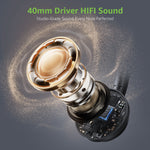 2.4G Wireless Headset bluetooth Headphone 40mm Driver HiFi Sound ENC Mic Call Noise Cancelling 36H Runtime On-ear Headphones with Charging Dock