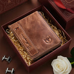 LinkMejor Vintage Men's Wallet Top-grain Cowhide Leather Zipper Card Holder Coin Purse Business Casual Male Money Clip