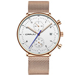 LinkMejor Men's Watches Luxury Fashion Large Dial Watches Stainless Steel Quartz Watch Waterproof Chronograph Business Casual Wristwatch